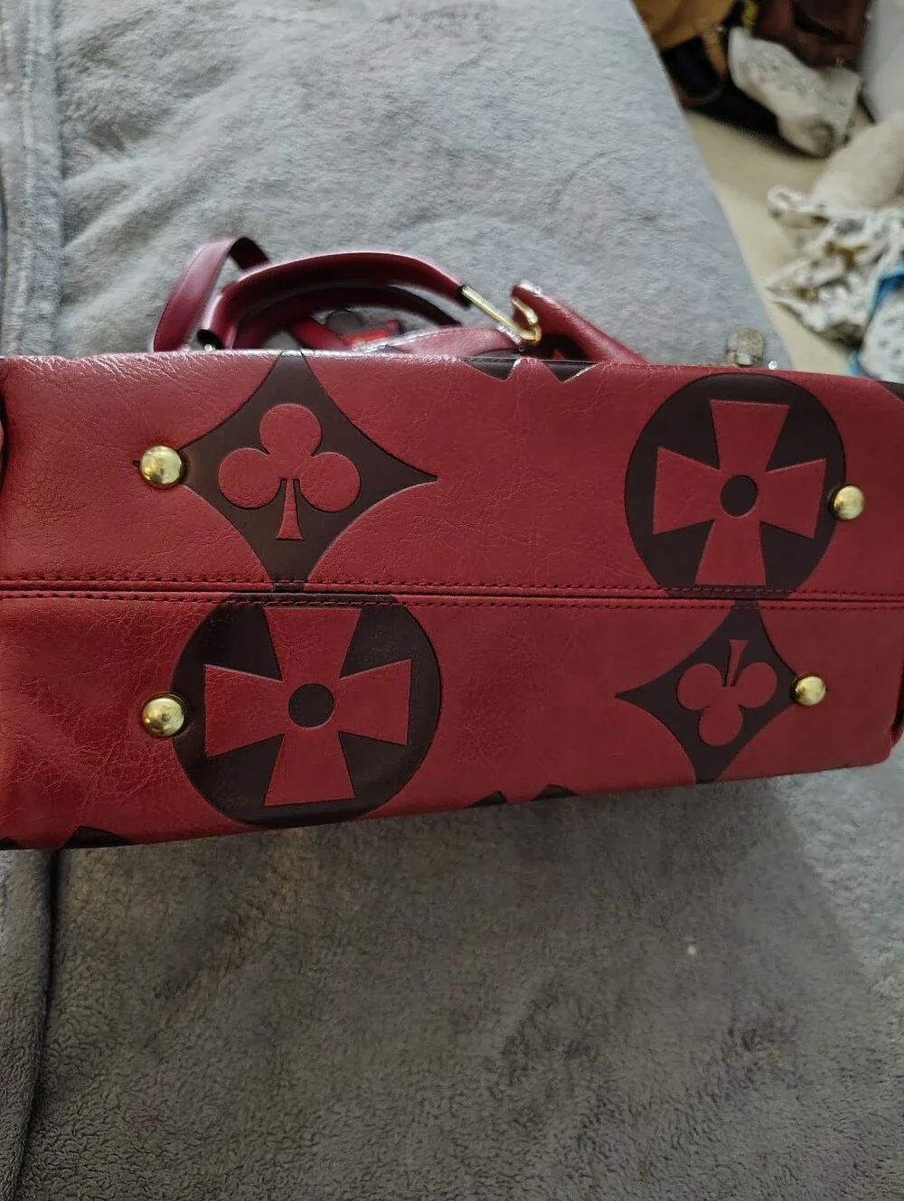 Source Unknown Red and Black Patterned Satchel